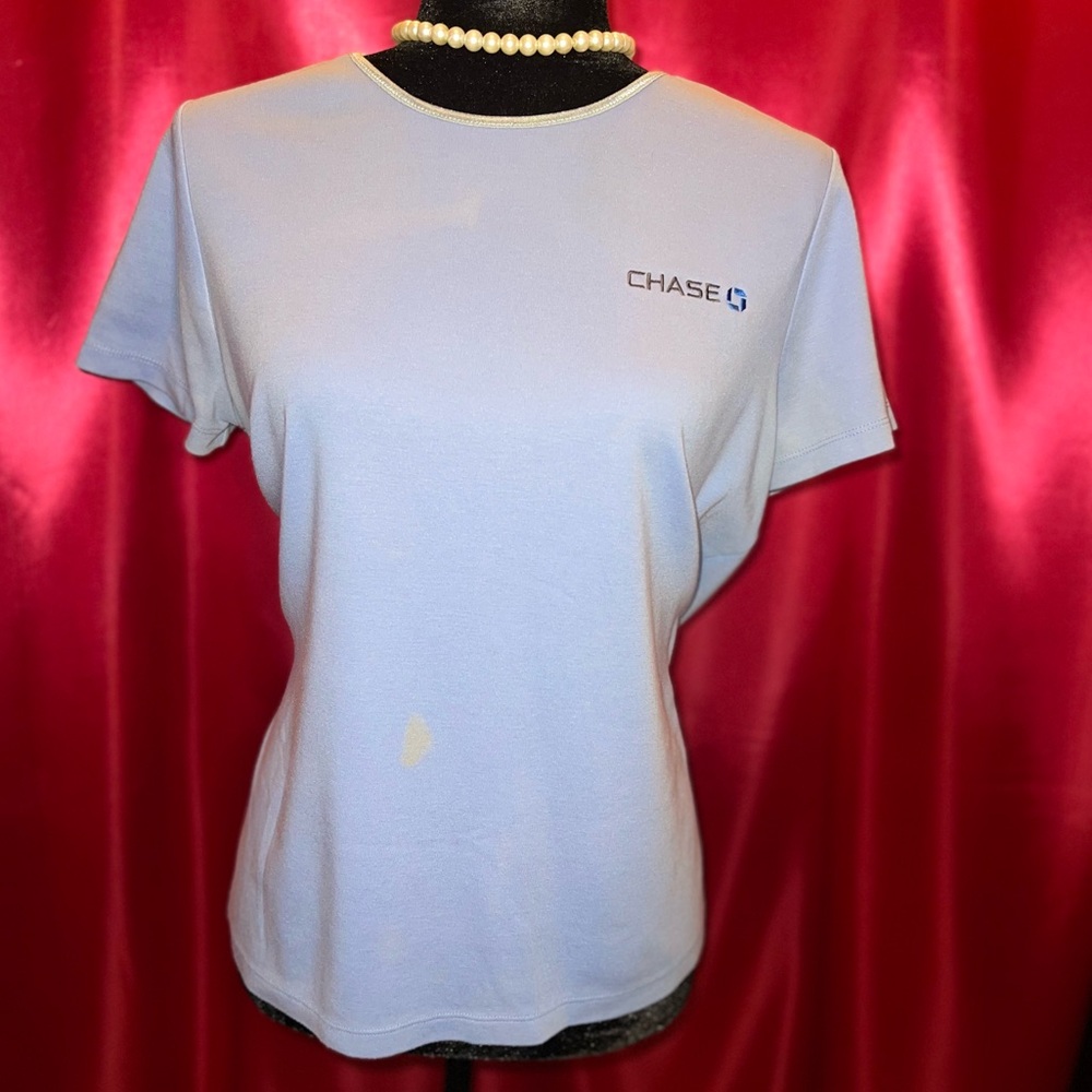 Blue Chase Bank Lands End Uniform Shirt